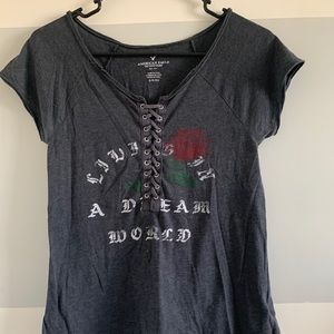 rock n roll off the shoulder t-shirt